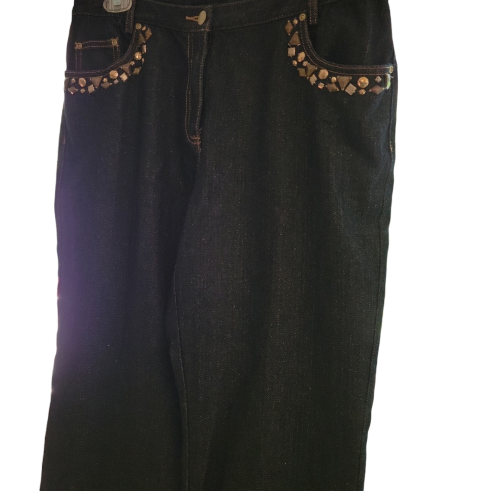 Ruby Rd. Jeans 12 Metallic Embellished Pockets  Straight MidRise